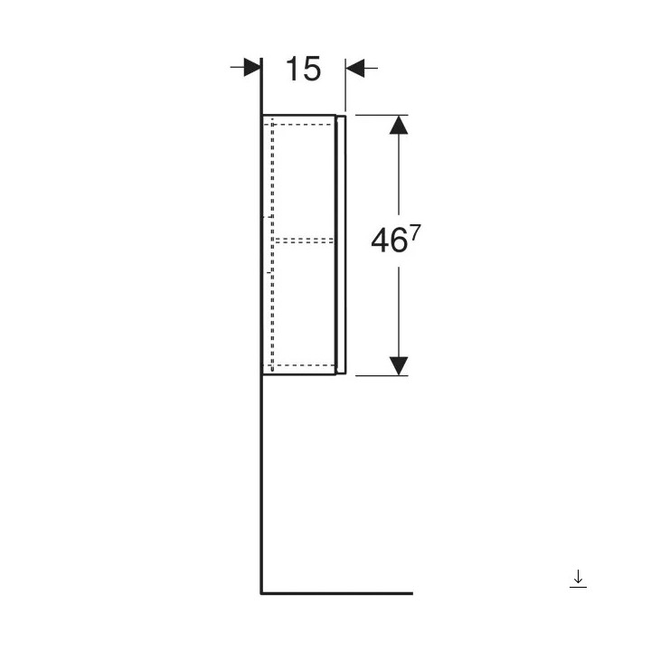 Szafka górna kwadratowa z jednymi drzwiami, Geberit iCon, dąb/melaminowa struktura drewna 