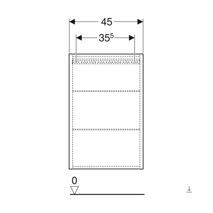 Szafka górna kwadratowa z jednymi drzwiami, Geberit iCon, dąb/melaminowa struktura drewna 