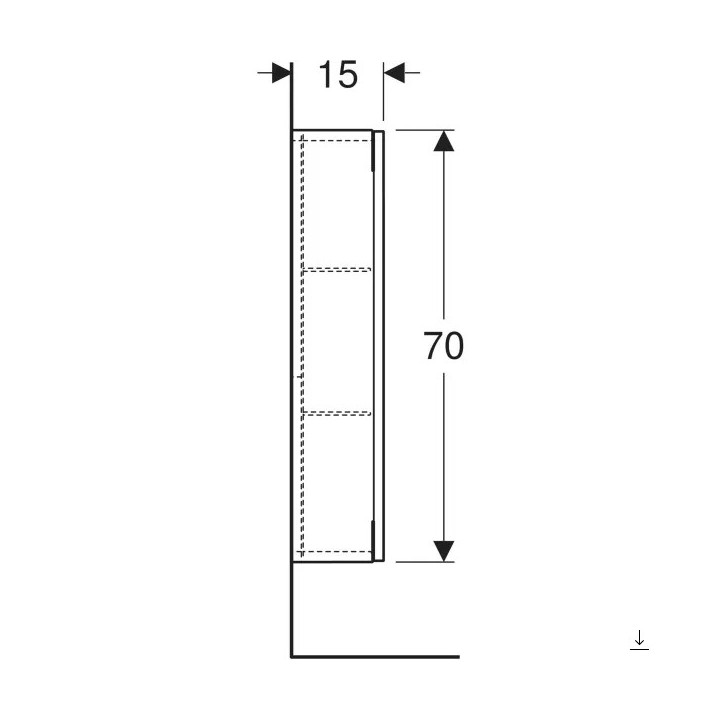Szafka górna kwadratowa z jednymi drzwiami, Geberit iCon, dąb/melaminowa struktura drewna 