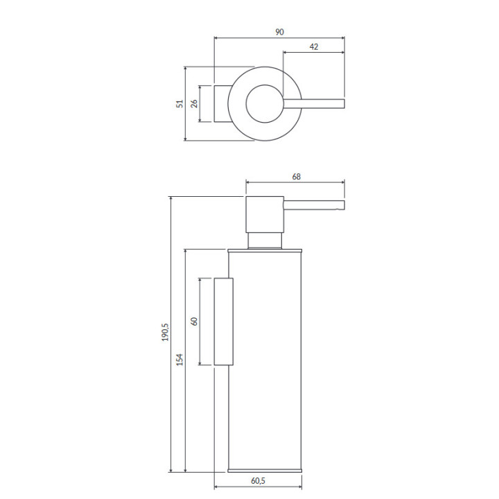 Dozownik mydła w płynie wiszący, Omnires Modern Project - miedź