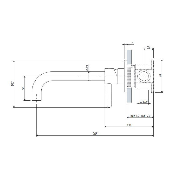 Bateria umywalkowa Omnires podtynkowa, czarna