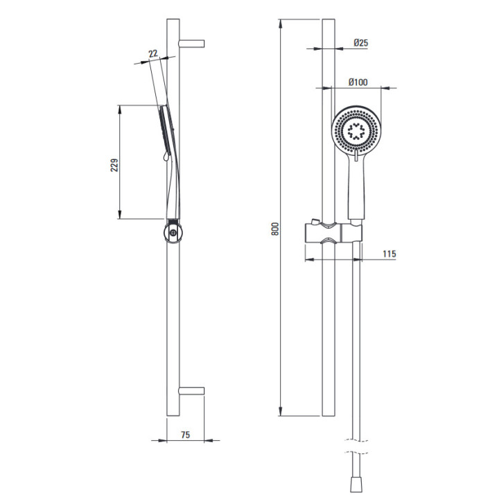 Zestaw prysznicowy 3-funkcyjny z drążkiem, Deante Arnika, złoto szczotkowane