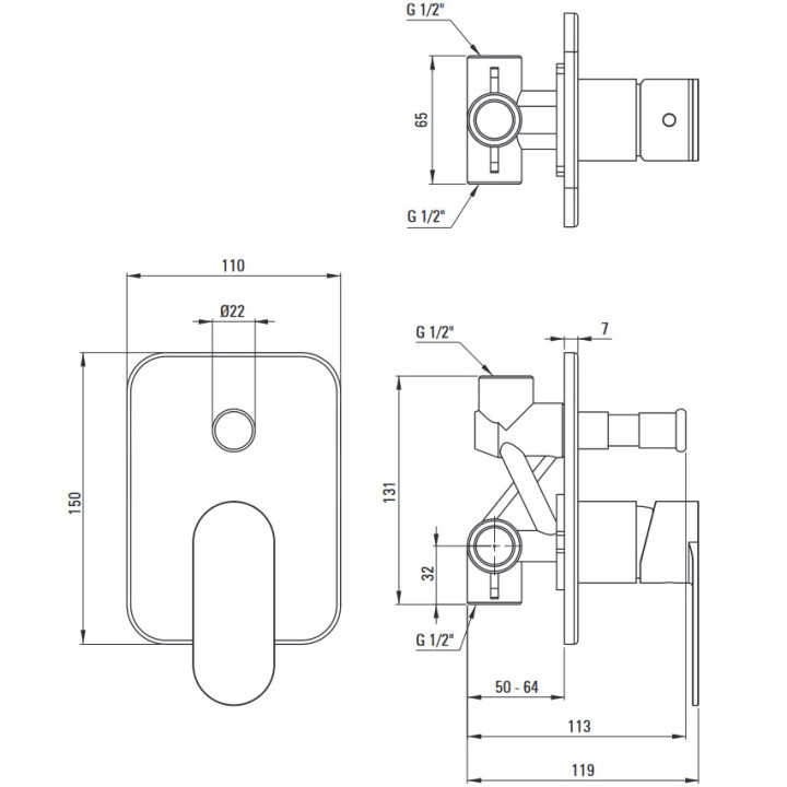 Zestaw prysznicowy podtynkowy, Deante Anemon, chrom