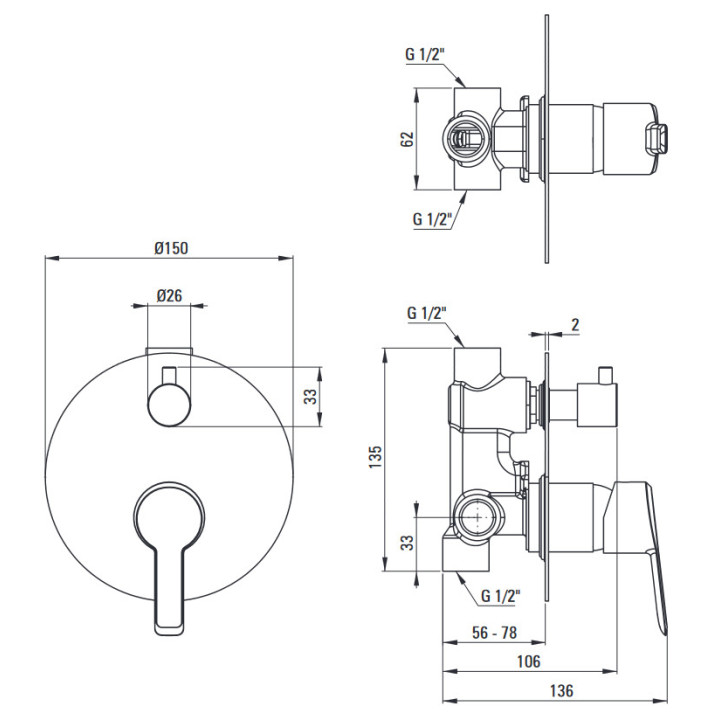 Zestaw prysznicowy podtynkowy, Deante Jasmin, chrom