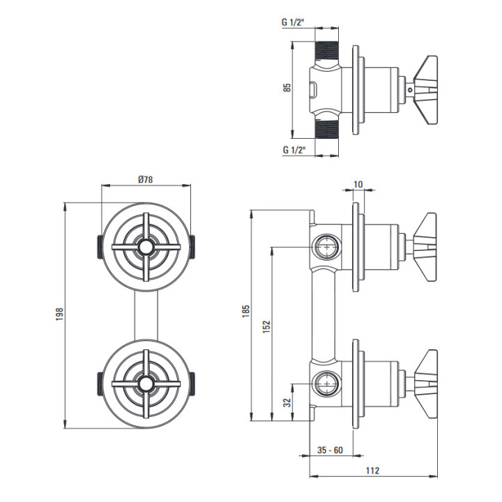 Zestaw prysznicowy podtynkowy z drązkiem, Deante Arnika, nero