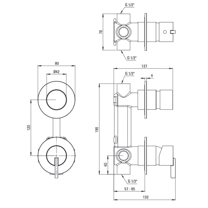 Zestaw prysznicowy podtynkowy, Deante Temisto, nero