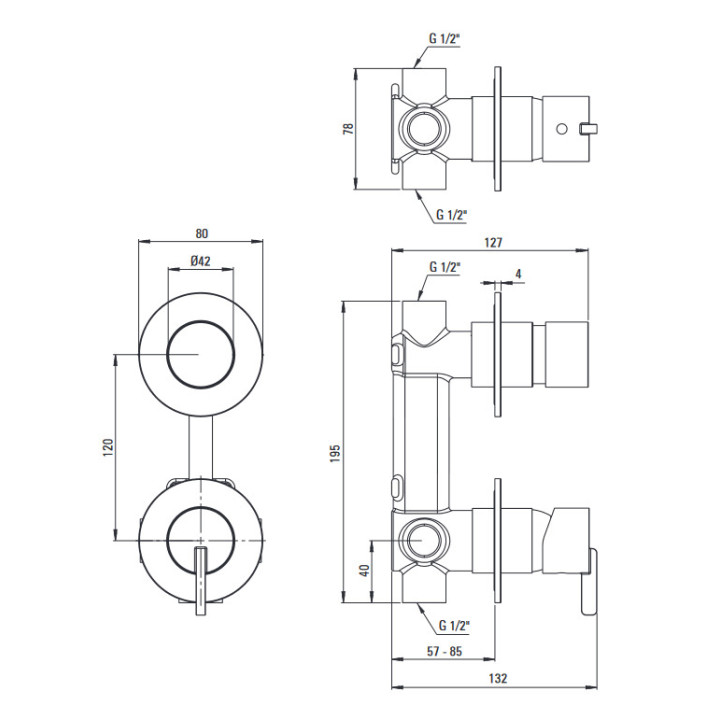 Zestaw prysznicowy podtynkowy, Deante Temisto, nero