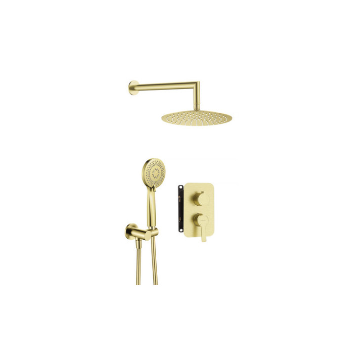 Zestaw prysznicowy podtynkowy z BOXem mieszaczowym, Deante Alpinia, złoty