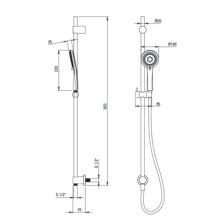 Zestaw prysznicowy podtynkowy z BOXem mieszaczowym, Deante Arnika, złoty