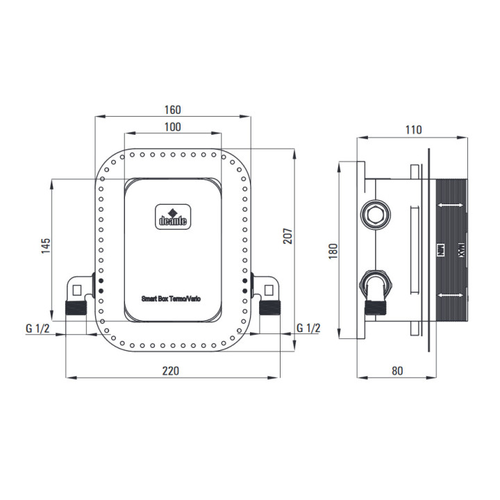 Zestaw prysznicowy podtynkowy z BOXem mieszaczowym i głowicą natryskową, Deante Silia, alabaster