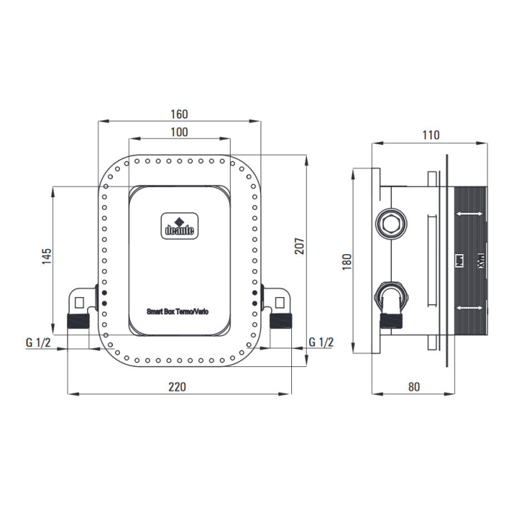 Zestaw prysznicowy podtynkowy z BOXem termostatycznym, Deante Box, chrom
