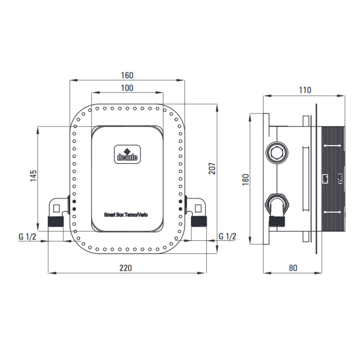 Zestaw prysznicowy podtynkowy z BOXem termostatycznym, Deante Box, bianco
