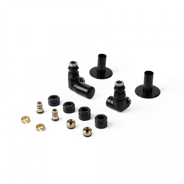 Zestaw trójosiowy regulacyjny osiowy, kątowy Terma Vision All In One, lewy - biały soft