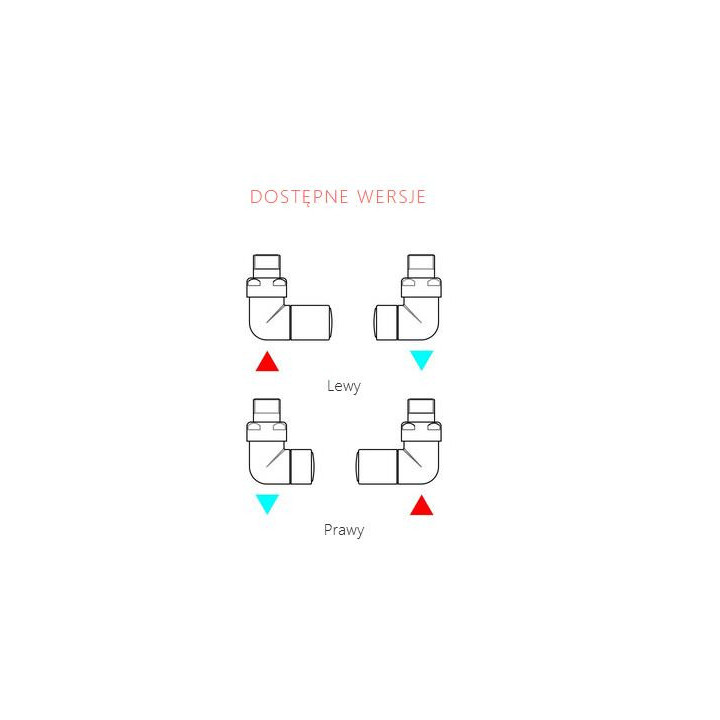 Zestaw trójosiowy regulacyjny osiowy, kątowy Terma Vision All In One, lewy - biały soft