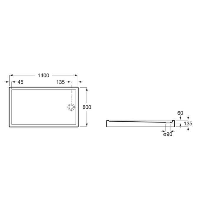 Brodzik Roca Granada 140x80x13 cm- sanitbuy.pl
