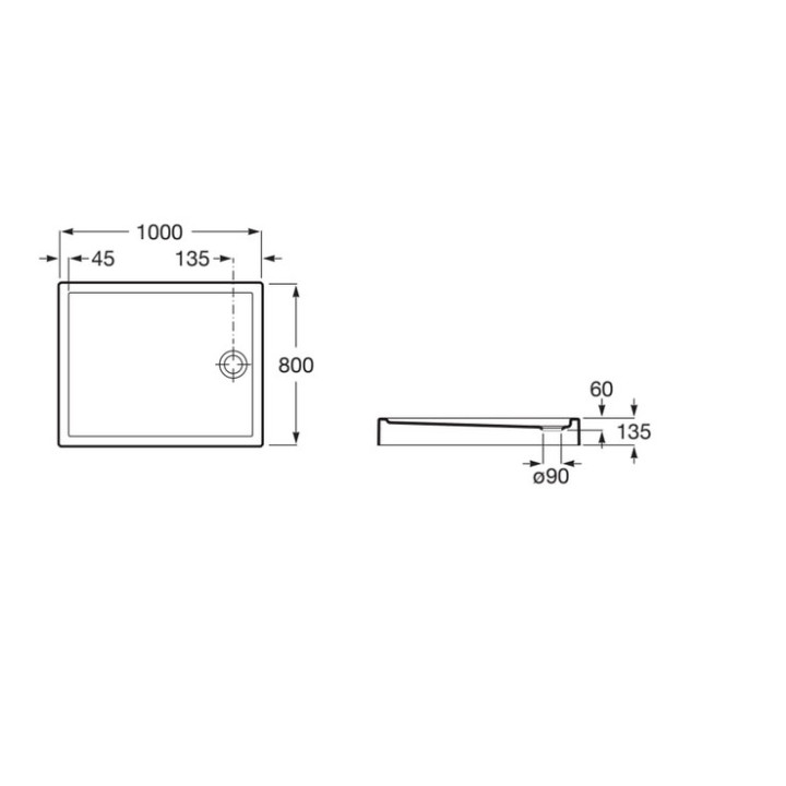 Brodzik Roca Granada 100x80x13 cm- sanitbuy.pl