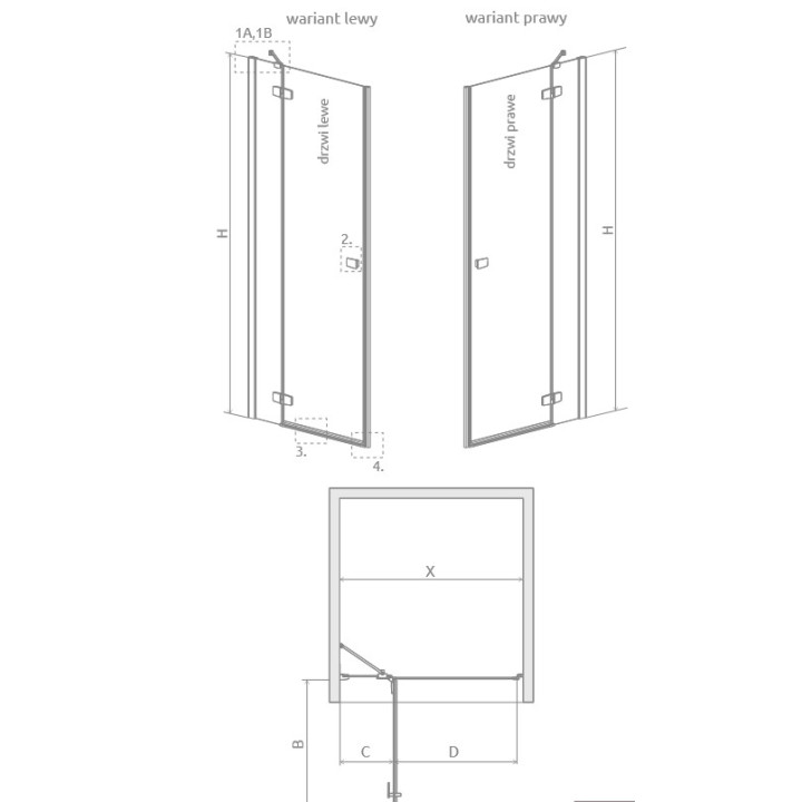 Kabina Radaway Fuenta New KDD 100x100 cm, chrom, szkło przeźroczyste EasyClean- sanitbuy.pl