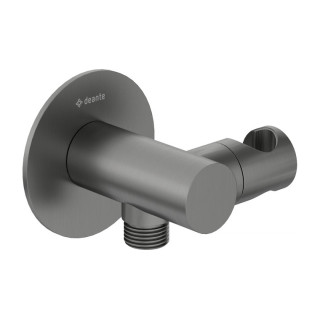 Przyłącze kątowe okrągłe z uchwytem na słuchawkę, Deante Silia, titanium