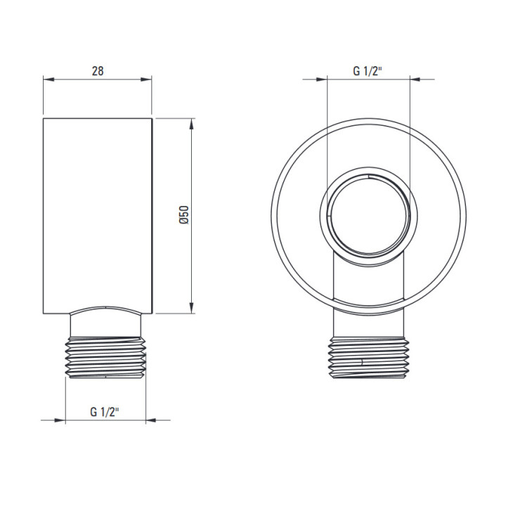 Przyłącze kątowe okrągłe z uchwytem na słuchawkę, Deante Silia, titanium