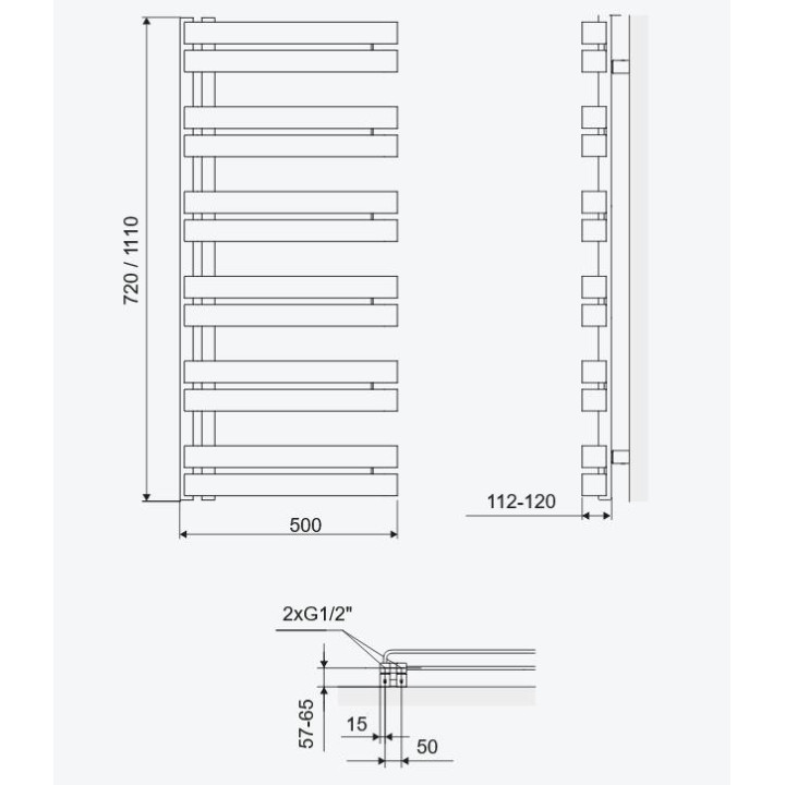 Grzejnik łazienkowy Excellent Meteor Side 111x50 cm - biały soft