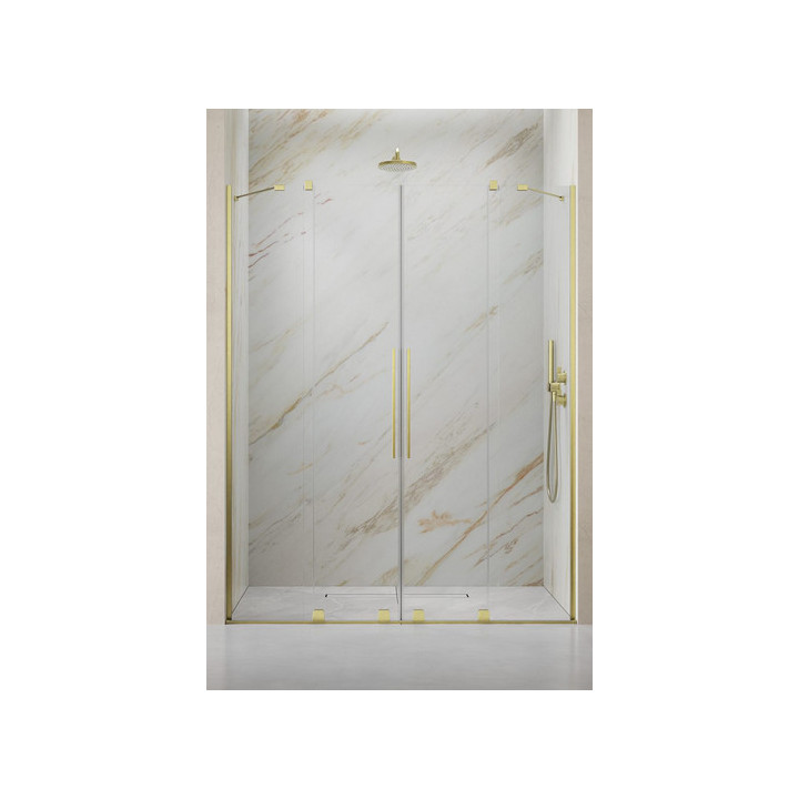 Drzwi przesuwne do wnęki Radaway Furo Gold DWJ, prawe, ze ścianką, 160x200cm, szkło przejrzyste, profil złoty