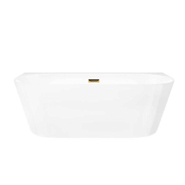 Wanna przyścienna wolnostojąca Corsan Mono 150cm z szeroką krawędzią i wykończeniem czarnym - biała