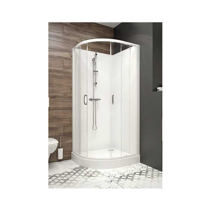 Drywi skryzdowe Sanplast Prestige III 100x195cm, profil srebrny błyszczący, szkło przezroczyste