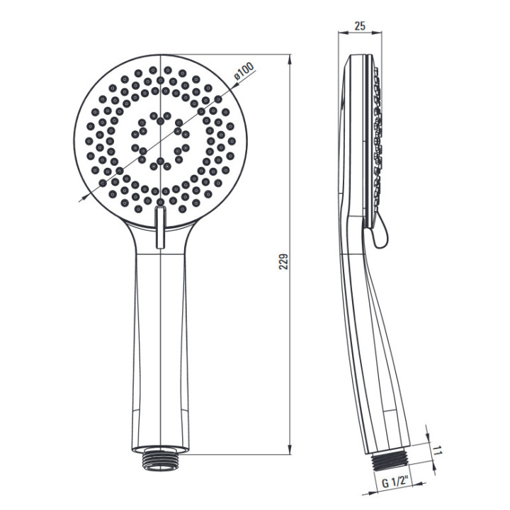 Słuchawka prysznicowa 1-funkcyjna , Deante Round, titanium