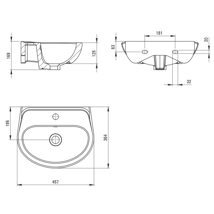 Umywalka ceramiczna nablatowa, Deante Jasmin, biała