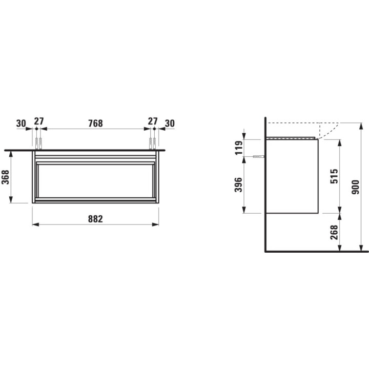Szafka podumywalkowa wisząca 88cm, Laufen Lani, biały mat