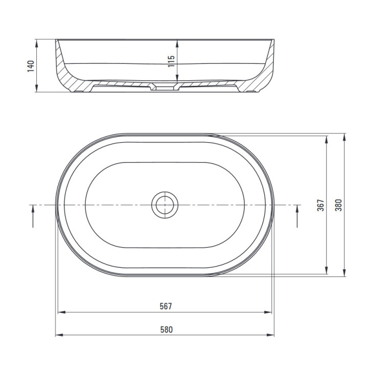 Umywalka ceramiczna nablatowa, Deante Round, biała