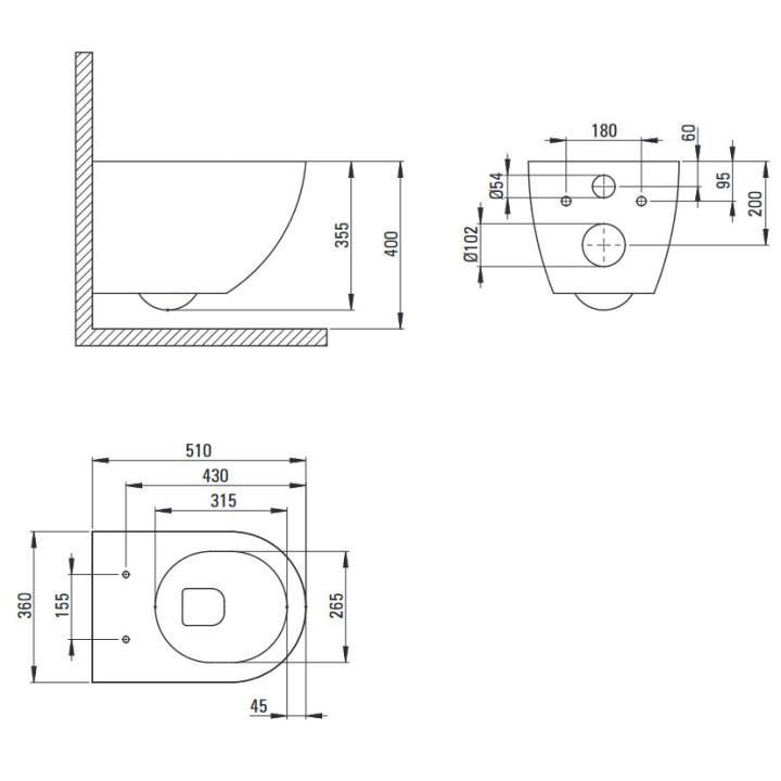 Bidet wiszący, Deante Anemon, biała