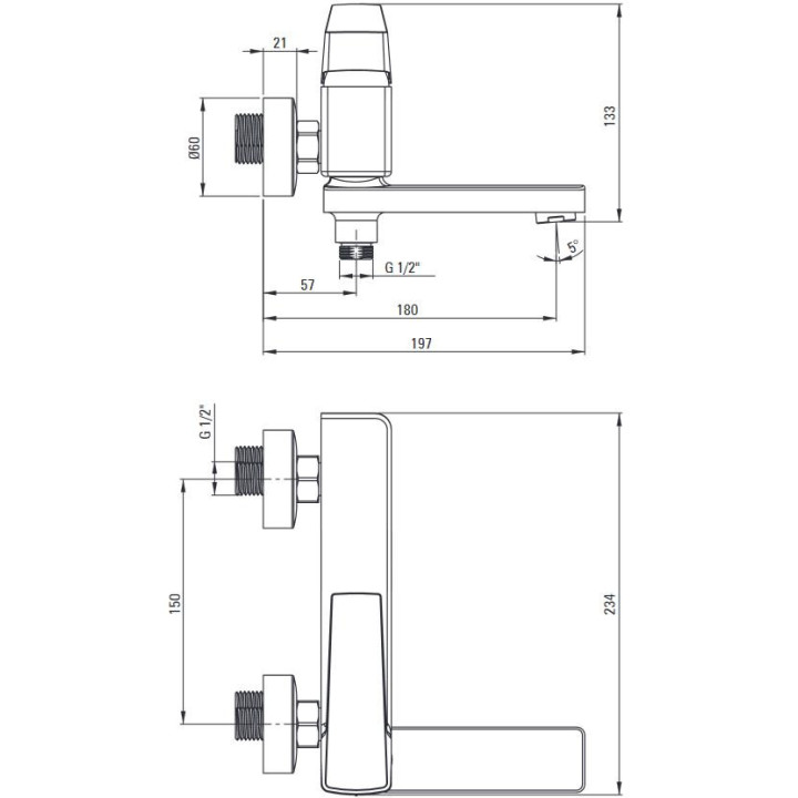 Bateria wannowa, Deante Tubo, chrom