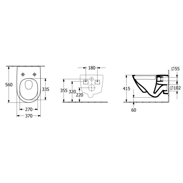 Miska stojąca WC Villeroy&Boch Subway 3.0, 60x37cm, bez kołnierza, TwistFlush, AntiBac, Weiss Alpin CeramicPlus