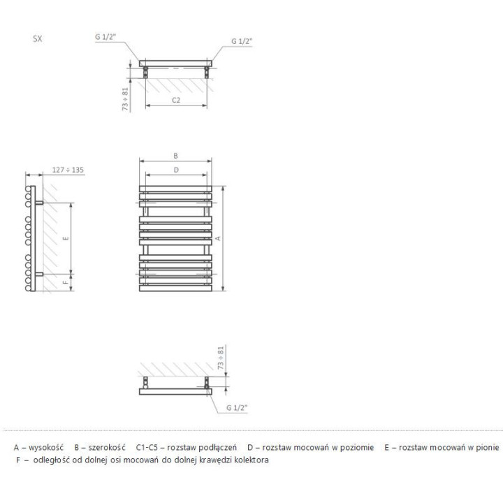 Grzejnik Terma Rolo Towel 59x90 cm - RAL i kolory specjalne