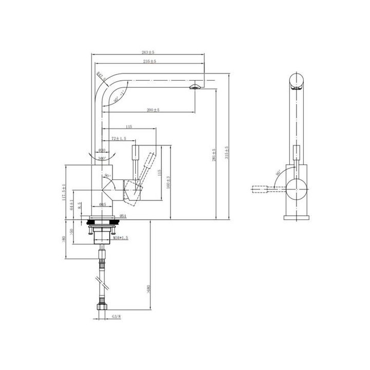 Bateria kuchenna Villeroy&Boch Umbrella Flex, stojąca, złota