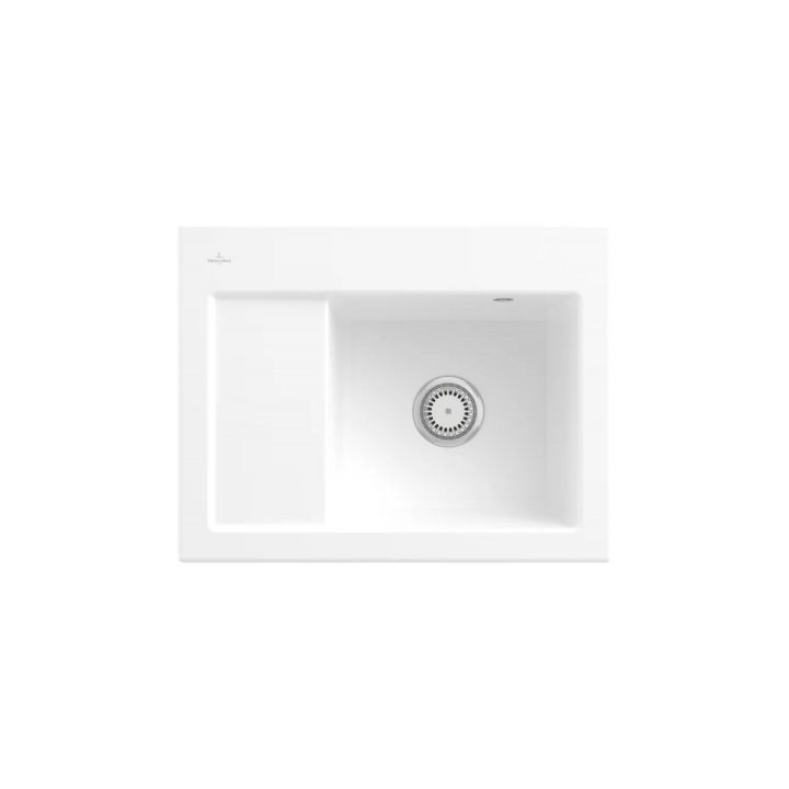 Zlewozmywak ceramiczny do zabudowy 52,5x51 cm Villeroy & Boch Subway 50 S, 1-komorowy CeramicPlus, bez ociekacza - biały Weiss A