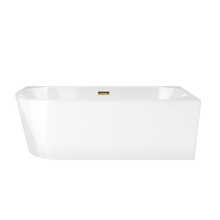 Wanna narożna do montażu przyściennego Corsan INTERO prawa 160 cm z wykończeniem złotym - biała