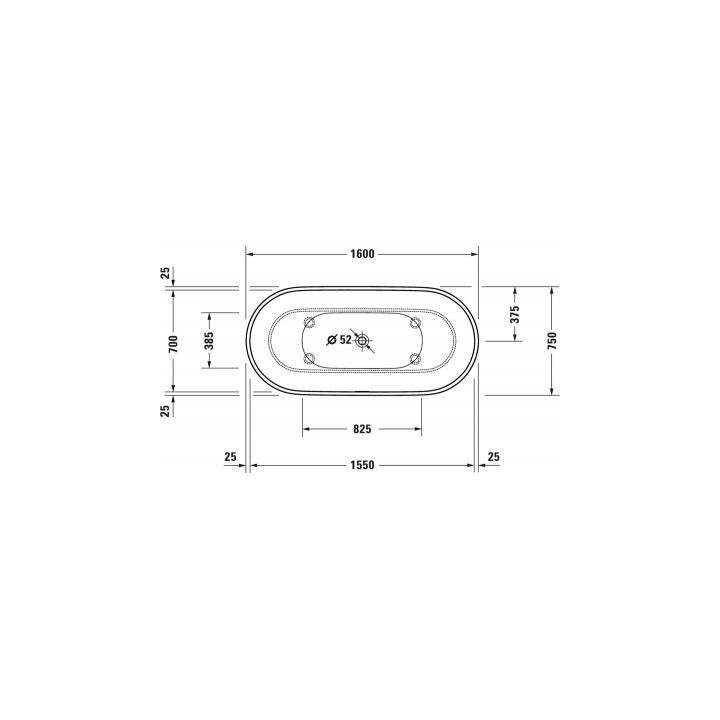 Wanna wolnostojąca Duravit D-Neo, 160x75cm, bezszwowa obudowa, bez przelewu, DuraSolid, biała
