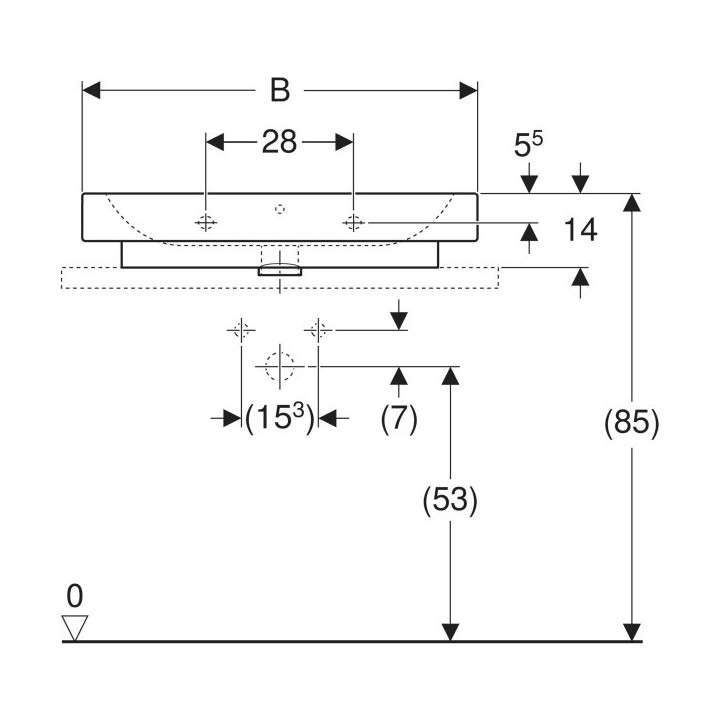 Umywalka nablatowa prostokątna 60x48cm   Geberit iCon, biała