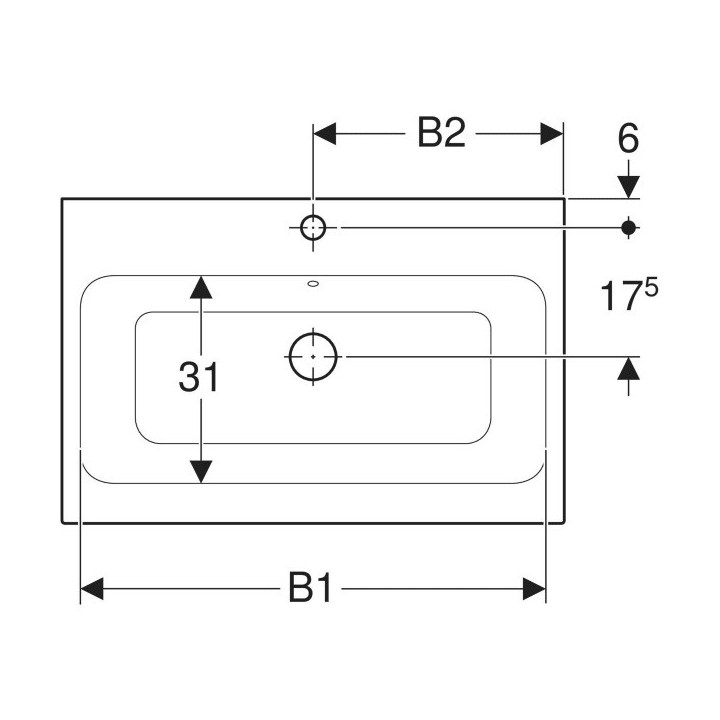Umywalka nablatowa prostokątna 60x48cm   Geberit iCon, biała