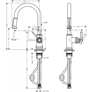 Bateria kuchenna Axor  Montreux, wys. 39,6 cm, jednouchwytowa, z wyciąganą wylewką, DN15, chrom- sanitbuy.pl