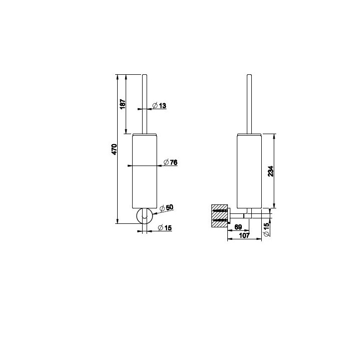 Szczotka wc Gessi Ingranaggio, ścienna, z czarną ceramiką - Black Metal Brushed PVD