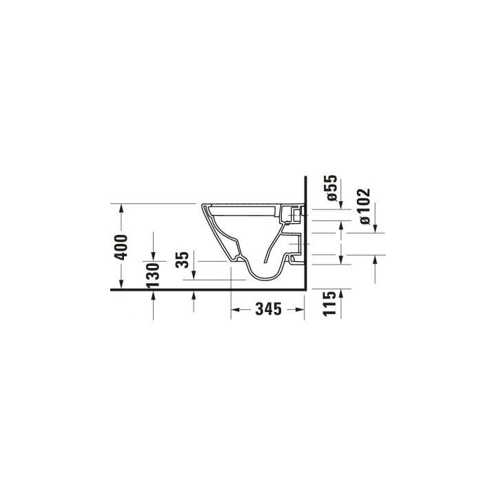 Miska wisząca WC Duravit D-Neo, 48x37cm, bez kołnierza, z powłoką WonderGliss biała