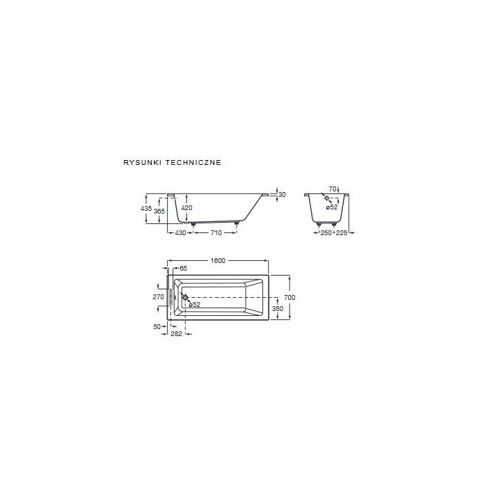 Wanna prostokątna Roca Vythos 170x70 cm, akrylowa - biała