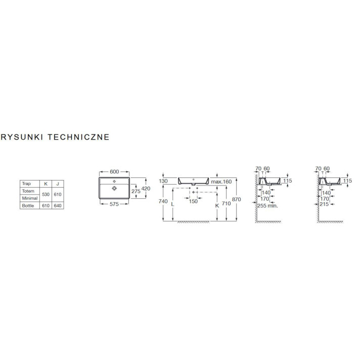 Roca Gap SQUARE - Umywalka nablatowa prostokątna