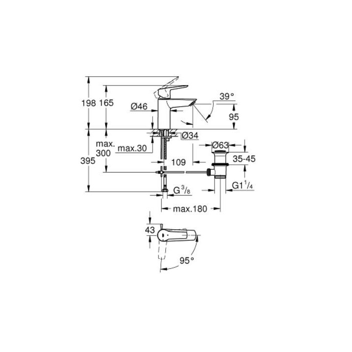 Bateria umywalkowa rozmiar S, Grohe Start Quickfix, czarny mat