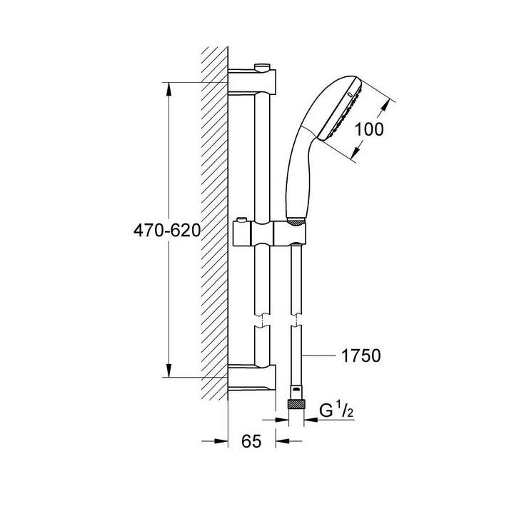 Bateria wannowa Grohe Start naścienna, jednouchwytowa - czarny mat