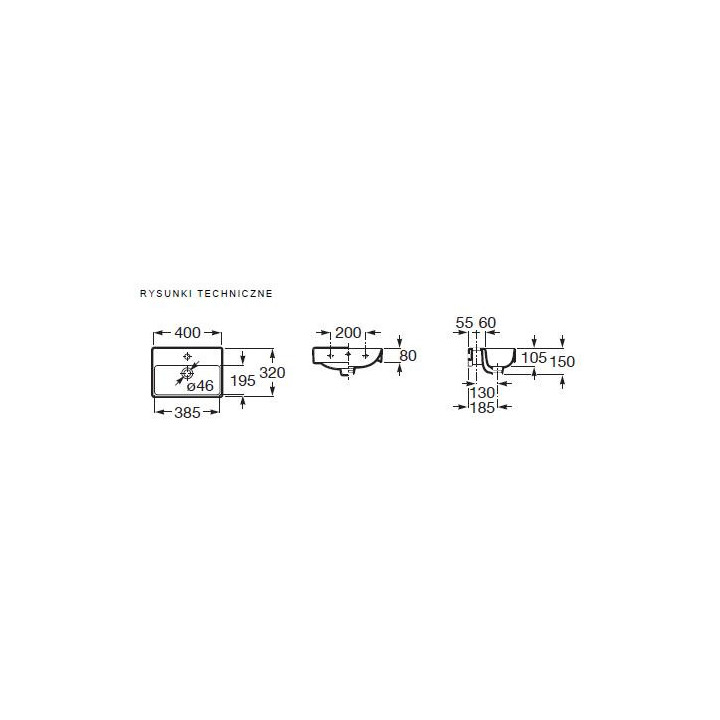 Umywalka ścienna podwójna Roca Ona, 120x46 cm, 2 otwory na baterie, przelew, biała