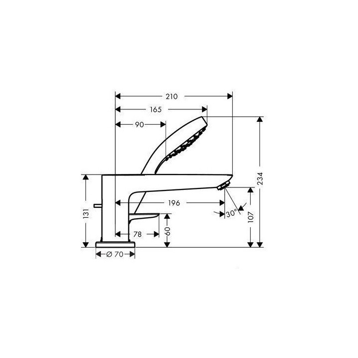 Bateria wannowa 3-otworowa Hansgrohe Talis S chrom, montażna brzegu wanny- sanitbuy.pl